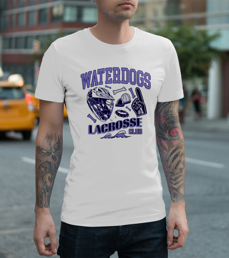 Waterdogs Lacrosse Club Icon Helmet Bones Motif T-Shirt