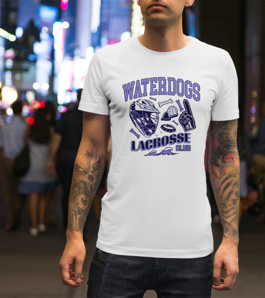 Waterdogs Lacrosse Club Icon Helmet Bones Motif T-Shirt