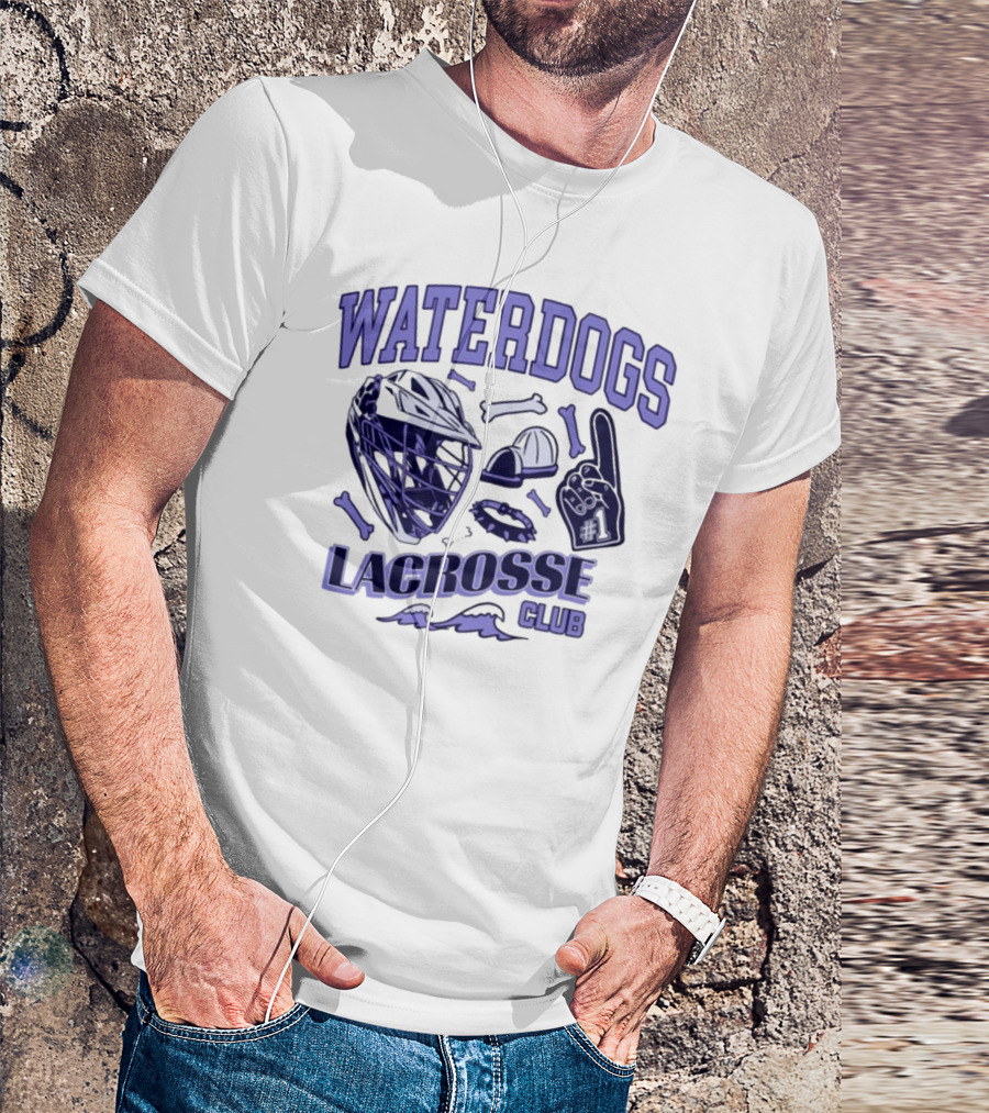 Waterdogs Lacrosse Club Icon Helmet Bones Motif T-Shirt