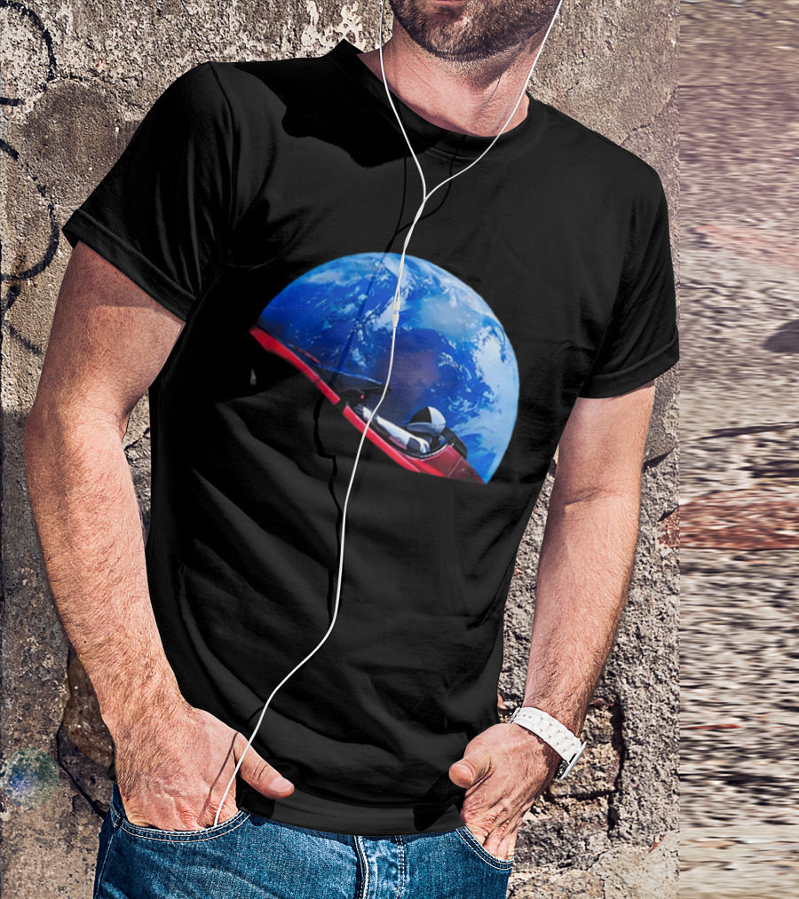 Spacex Starman In Tesla Roadster Orbiting Earth T-Shirt