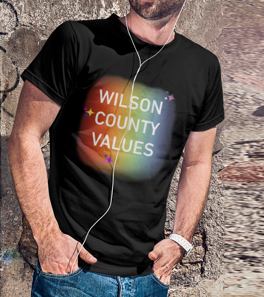 WILSON COUNTY VALUES Rainbow Colors With Stars T-Shirt