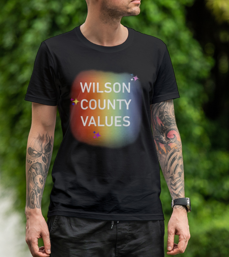WILSON COUNTY VALUES Rainbow Colors With Stars T-Shirt