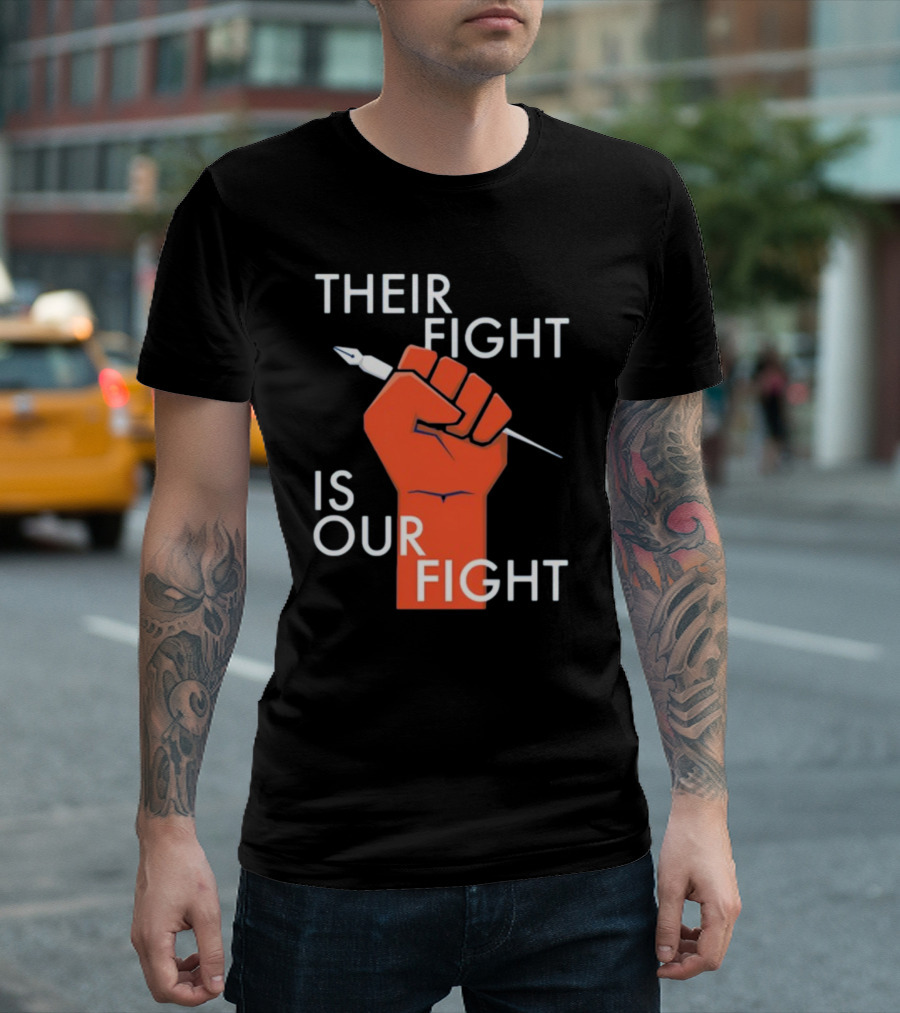 Sag-Aftra United Solidarity with Raised Fist Pencil Protest T-Shirt