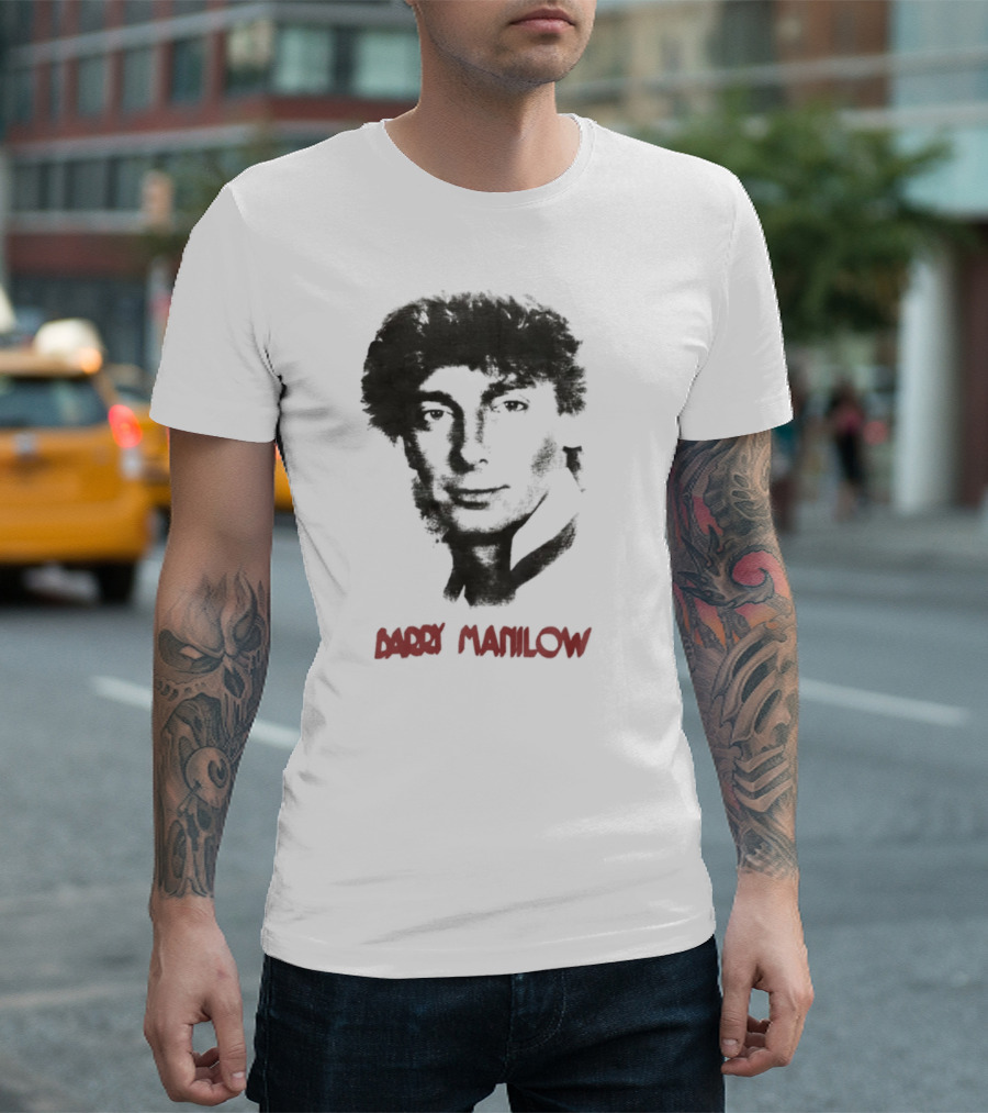 Barry Manilow Iconic Music Figure Black and Red T-Shirt