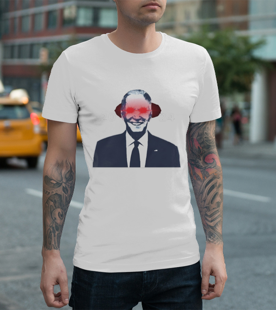 Biden Harris Dark 2024 with Red Eyes T-Shirt
