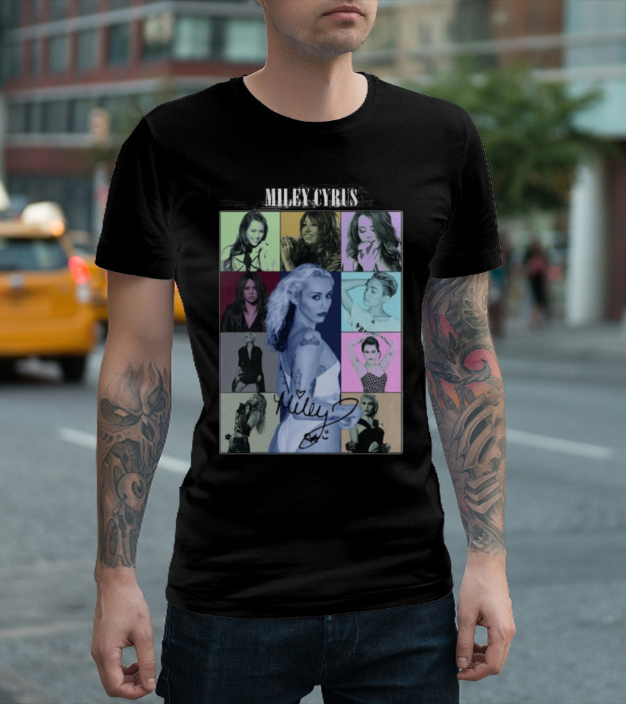 Miley Cyrus Collage with Autograph and Eras Tour T-Shirt