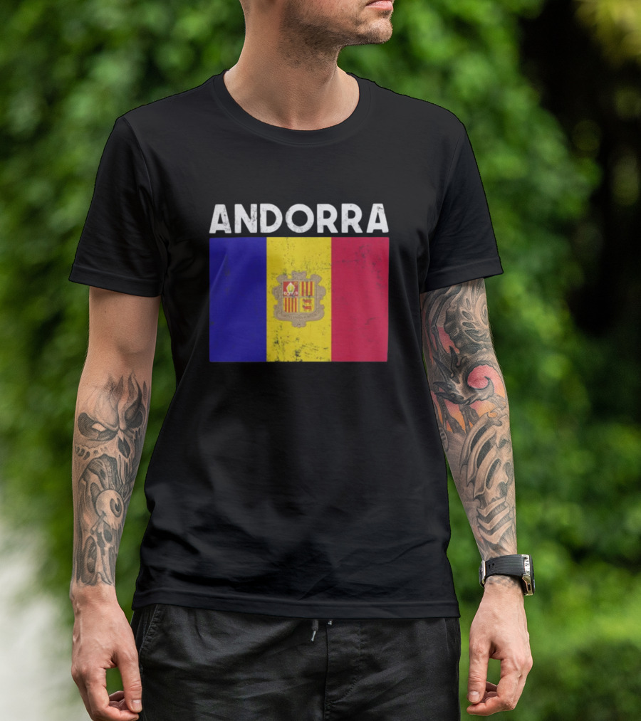 ANDORRA Flag Andorra4032 Iconic Symbol Emblem T-Shirt