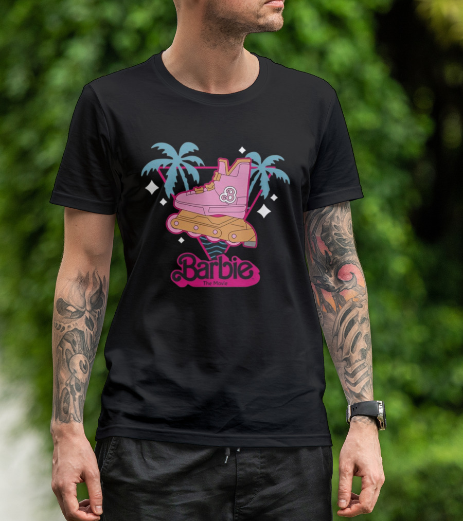 Barbie The Movie Tropical Rollerblade Palm Trees T-Shirt