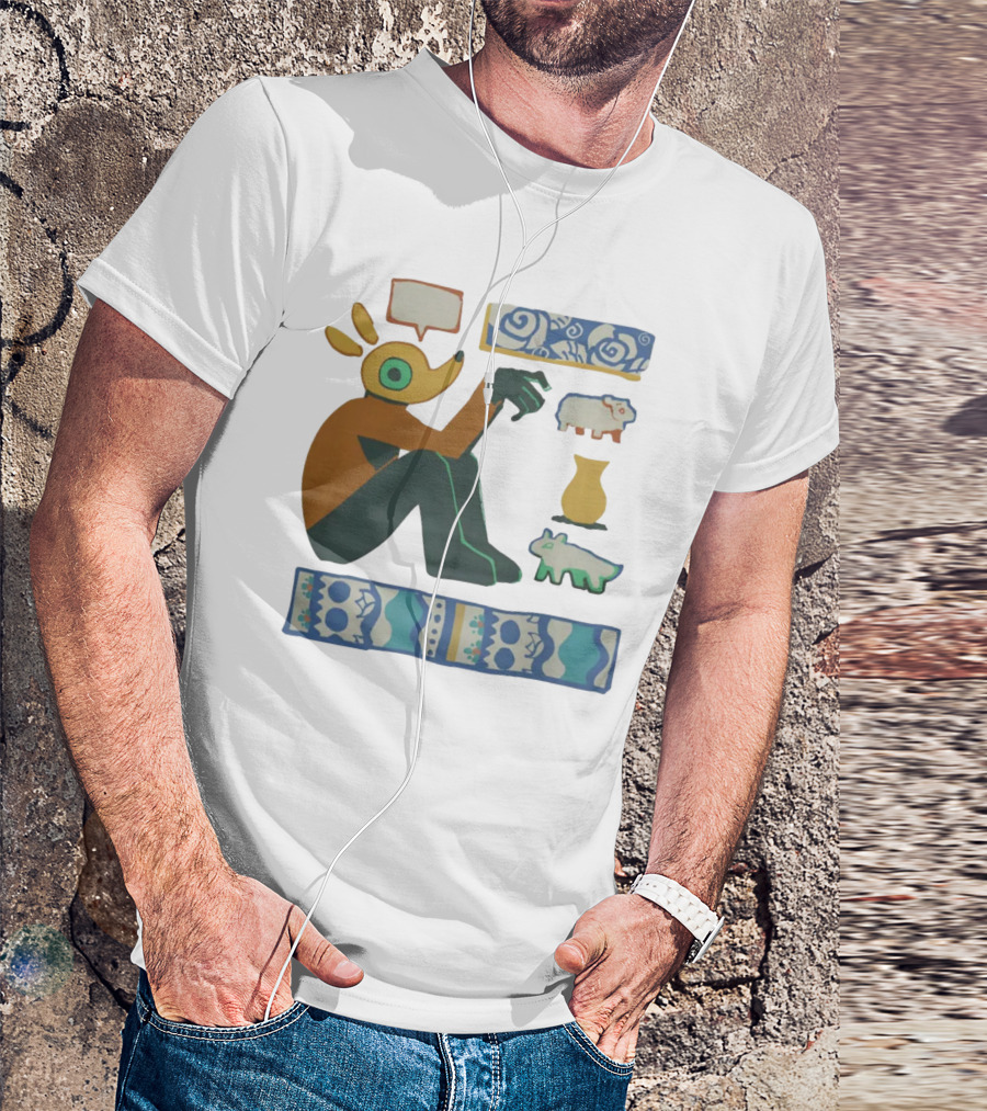 Trickleyt Homunculus Deer Character With Floral And Sheep T-Shirt