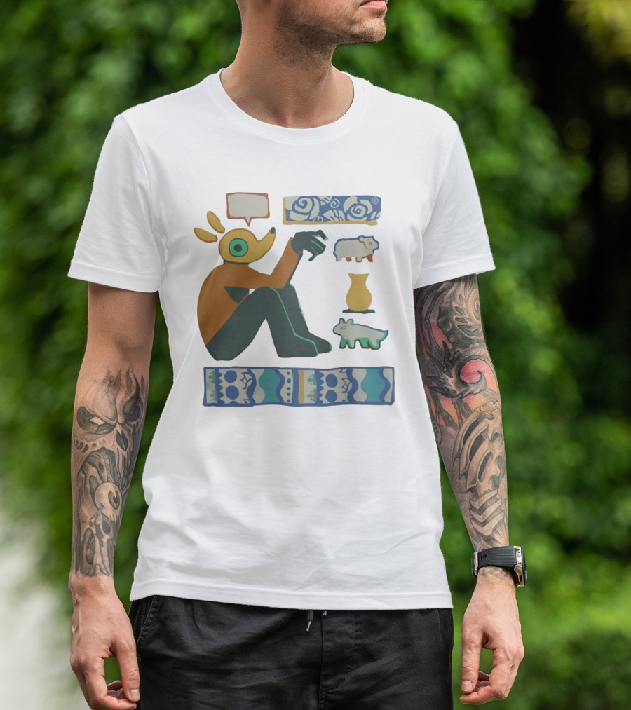 Trickleyt Homunculus Deer Character With Floral And Sheep T-Shirt