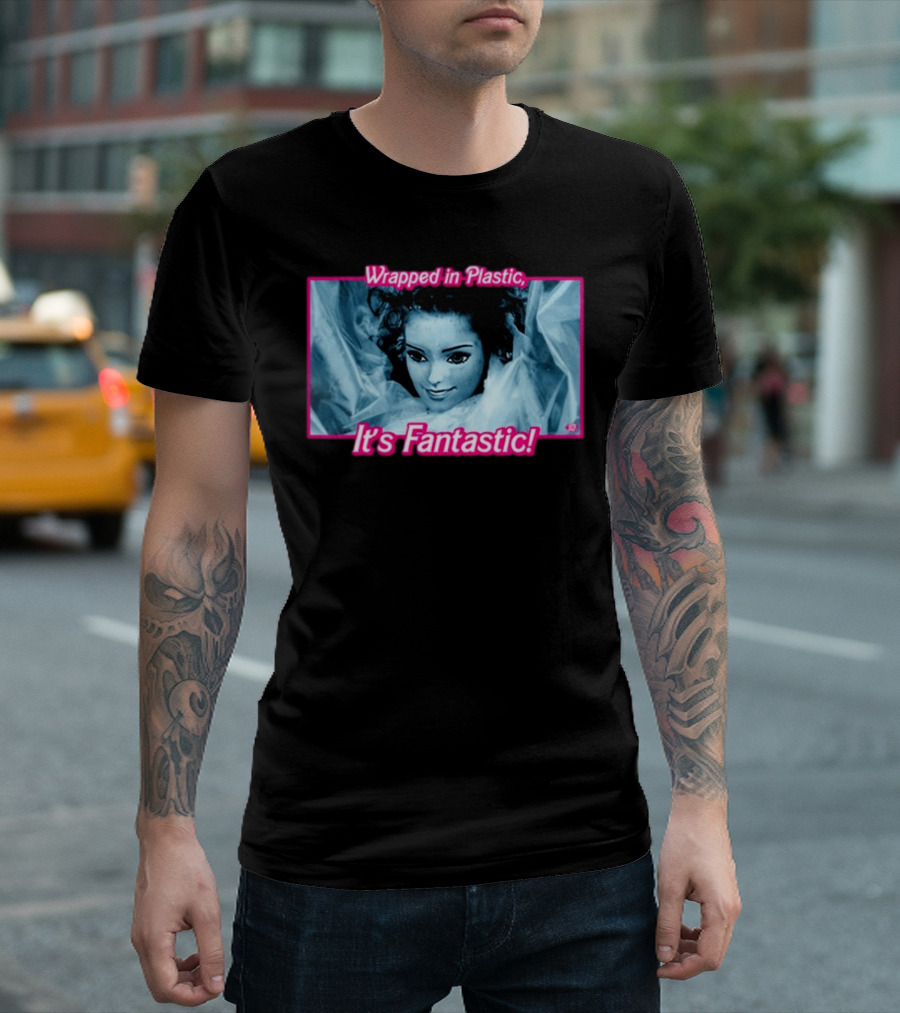 Wrapped In Plastic It's Fantastic Distorted Doll Face T-Shirt