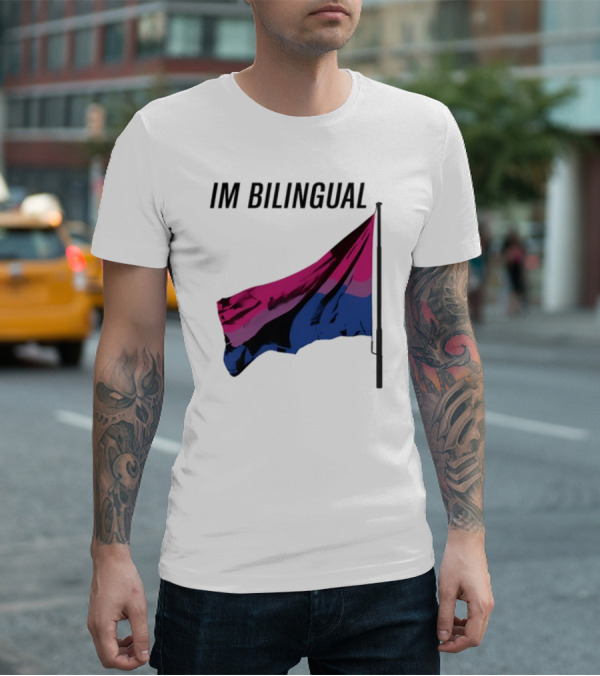 IM Bilingual Flag With Pink Purple And Blue Stripes T-Shirt