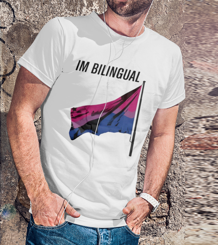 IM Bilingual Flag With Pink Purple And Blue Stripes T-Shirt