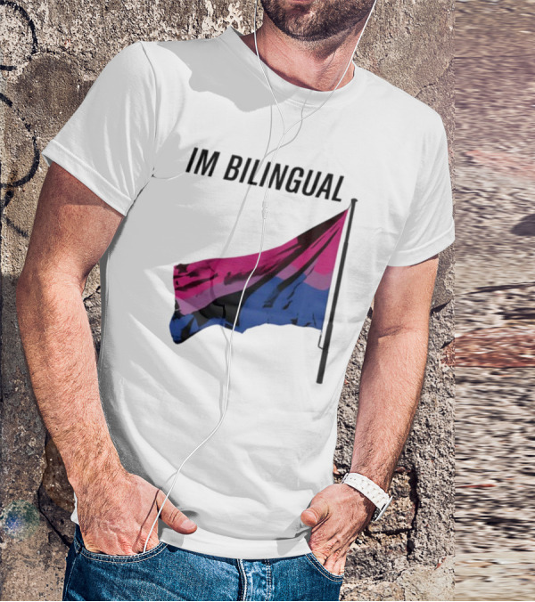 IM Bilingual Flag With Pink Purple And Blue Stripes T-Shirt