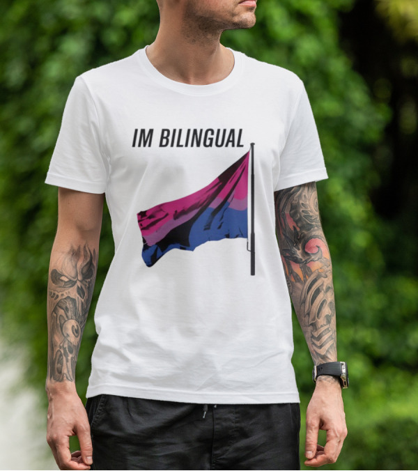 IM Bilingual Flag With Pink Purple And Blue Stripes T-Shirt