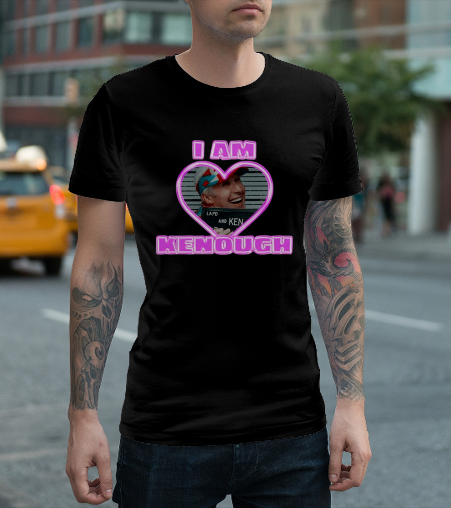 Sadstreet Ryan Gosling I Am Kenough LAPD Ken Mugshot Heart T-Shirt