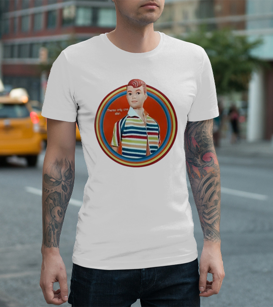 Theres Only One Allan Retro Striped Doll Circular Background T-Shirt