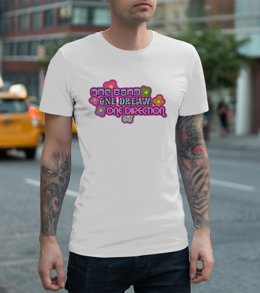 One Band One Dream One Direction Mustardyardpress Flowers T-Shirt