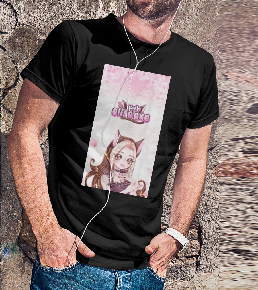 Elisedotexe Elise Exe Manga Character Aesthetic With Cat Ears And Sakura Blossoms T-Shirt