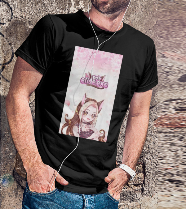 Elisedotexe Elise Exe Manga Character Aesthetic With Cat Ears And Sakura Blossoms T-Shirt