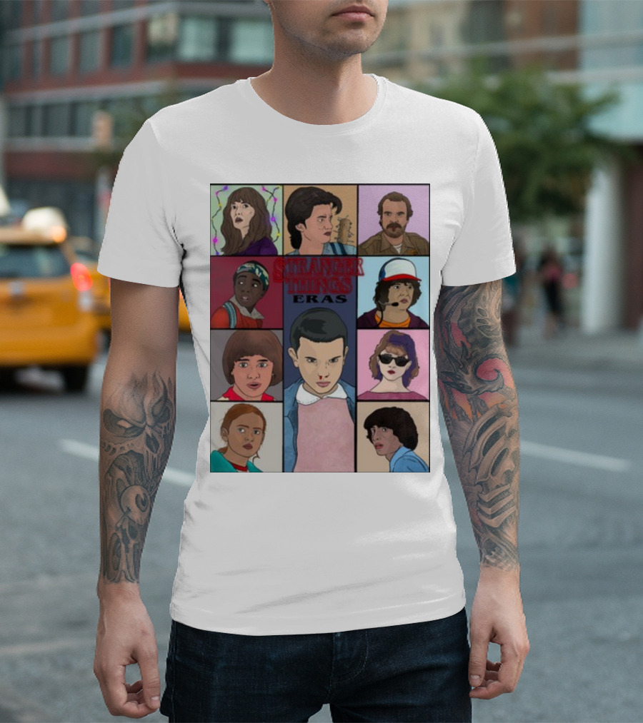 Stranger Things Eras Character Collage T-Shirt