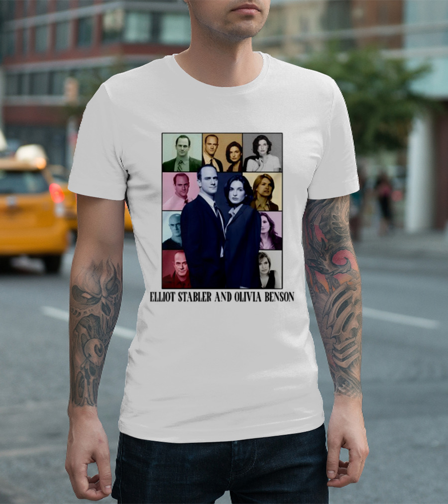 Elliot Stabler And Olivia Benson Collage Eras T-Shirt