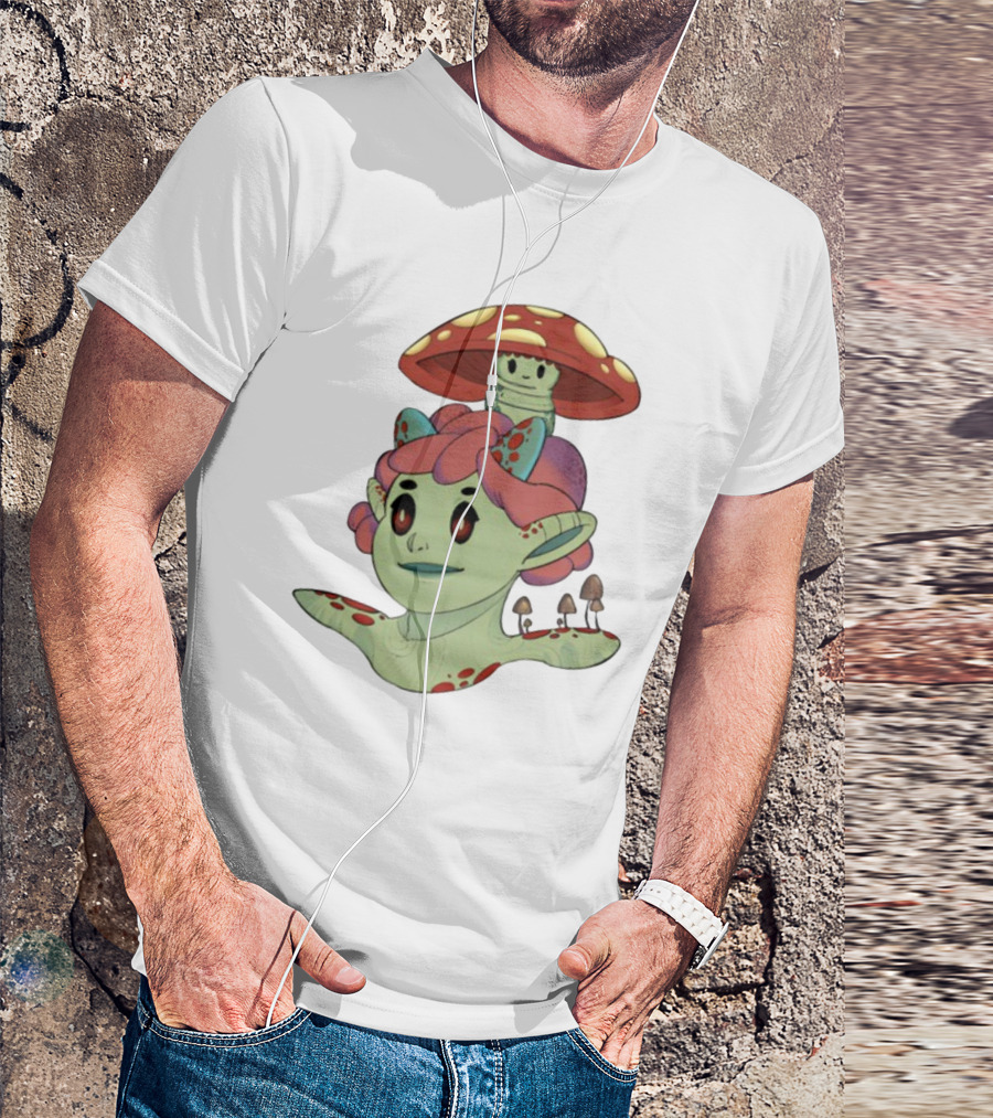 Mushroom Troll Fantasy Character With Toadstool Hat And Colorful Hair T-Shirt
