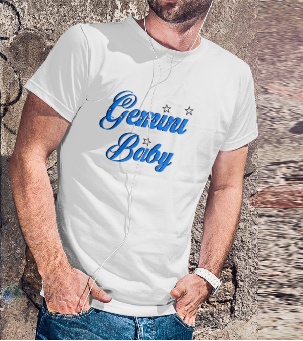 Beabadoobee Gemini Baby Blue Script With Stars T-Shirt