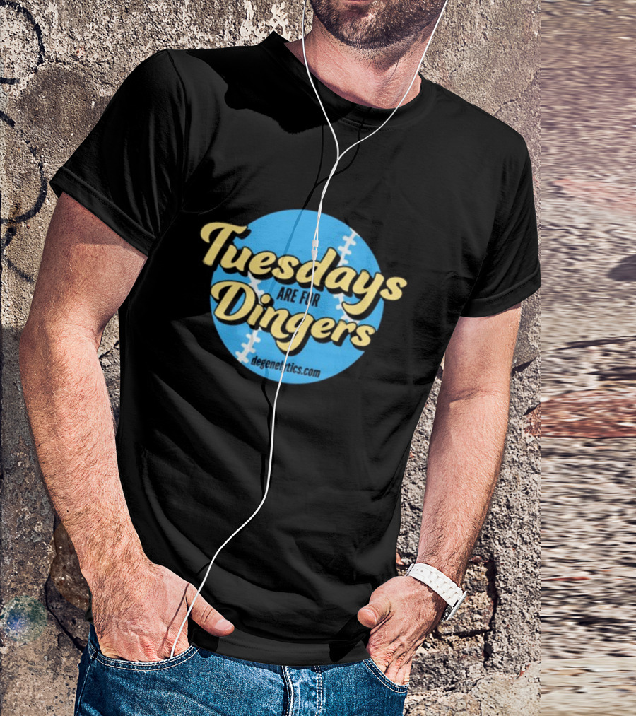 Tuesdays Are For Dingers Degeneltyics.com Football Stitch T-Shirt