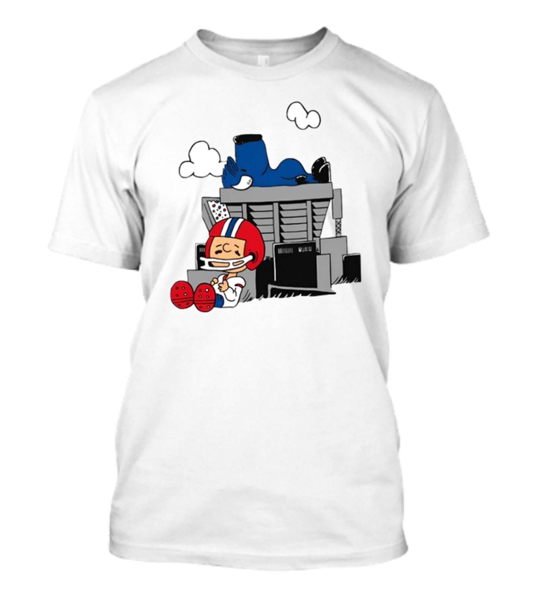 Waiting The Season Football Player Snoozing On Bleachers T-Shirt