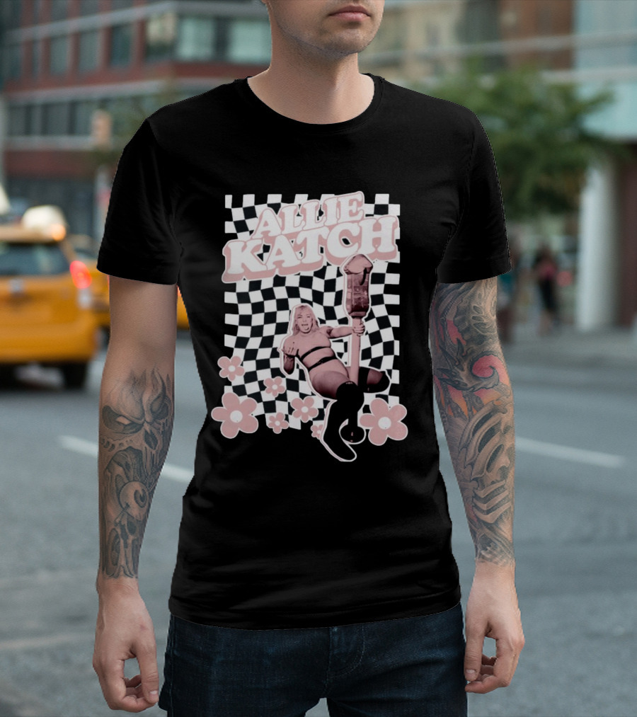 Allie Katch Checkerboard Flower Power T-Shirt