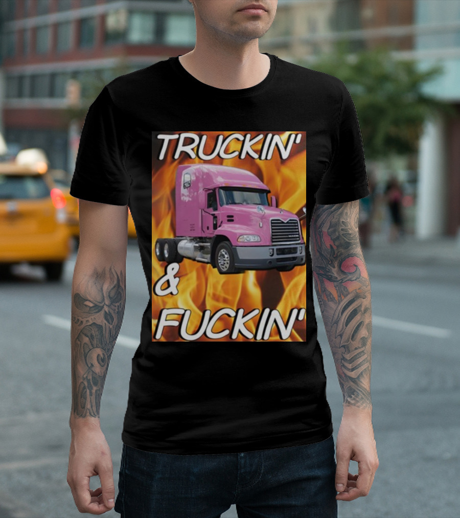 Truckin Cringey Pink Fire Truckin' and Fuckin' Cringeytees T-Shirt
