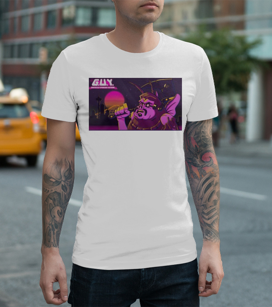 Gundamishere G.U.Y. Generically Upgraded New Retro Sci-Fi Neon T-Shirt