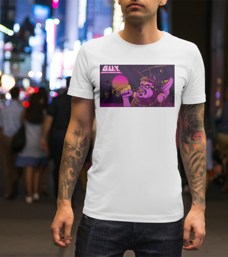 Gundamishere G.U.Y. Generically Upgraded New Retro Sci-Fi Neon T-Shirt