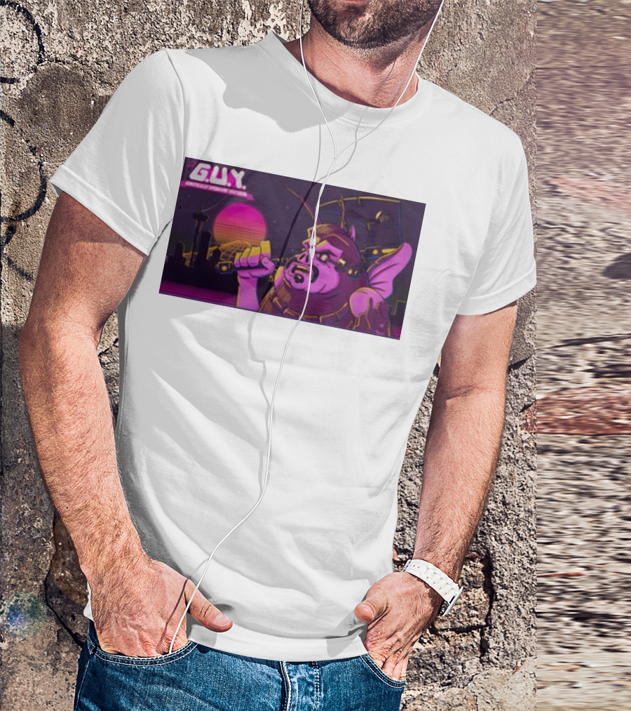 Gundamishere G.U.Y. Generically Upgraded New Retro Sci-Fi Neon T-Shirt