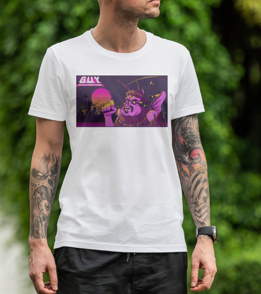 Gundamishere G.U.Y. Generically Upgraded New Retro Sci-Fi Neon T-Shirt