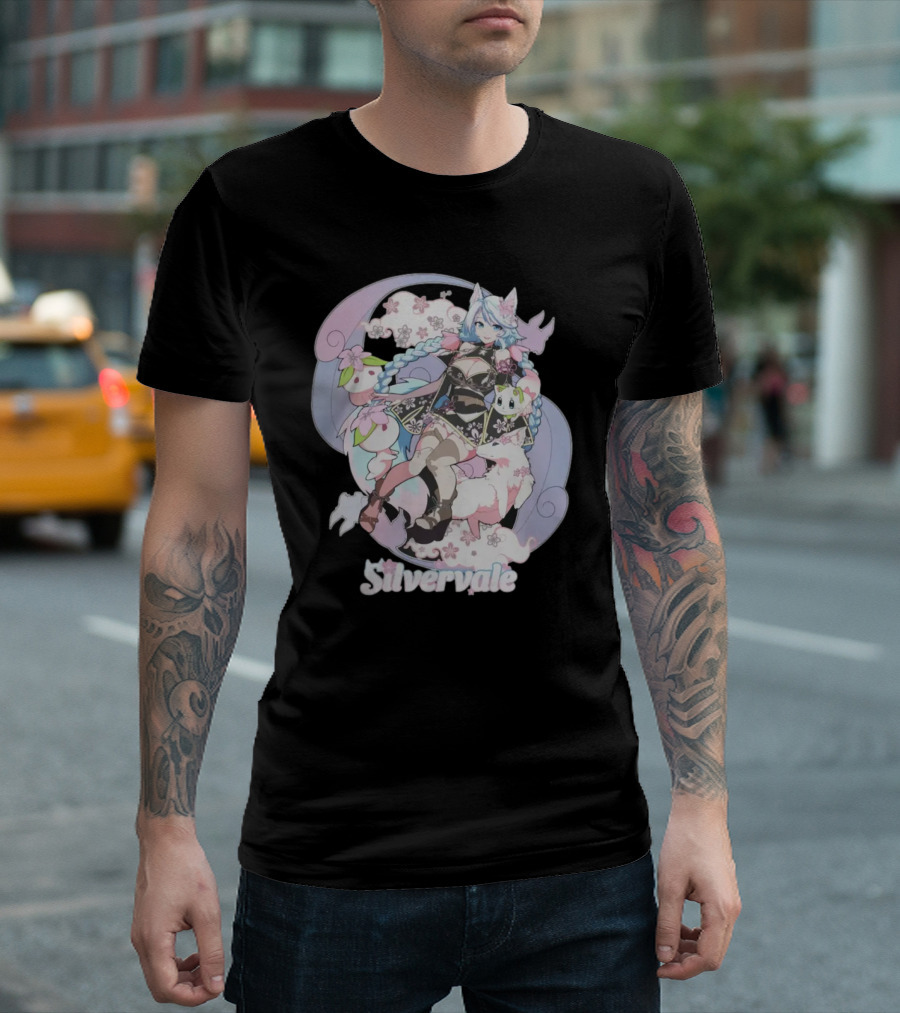 Silvervale Pastel Anime Fantasy Character With Floral Elements T-Shirt