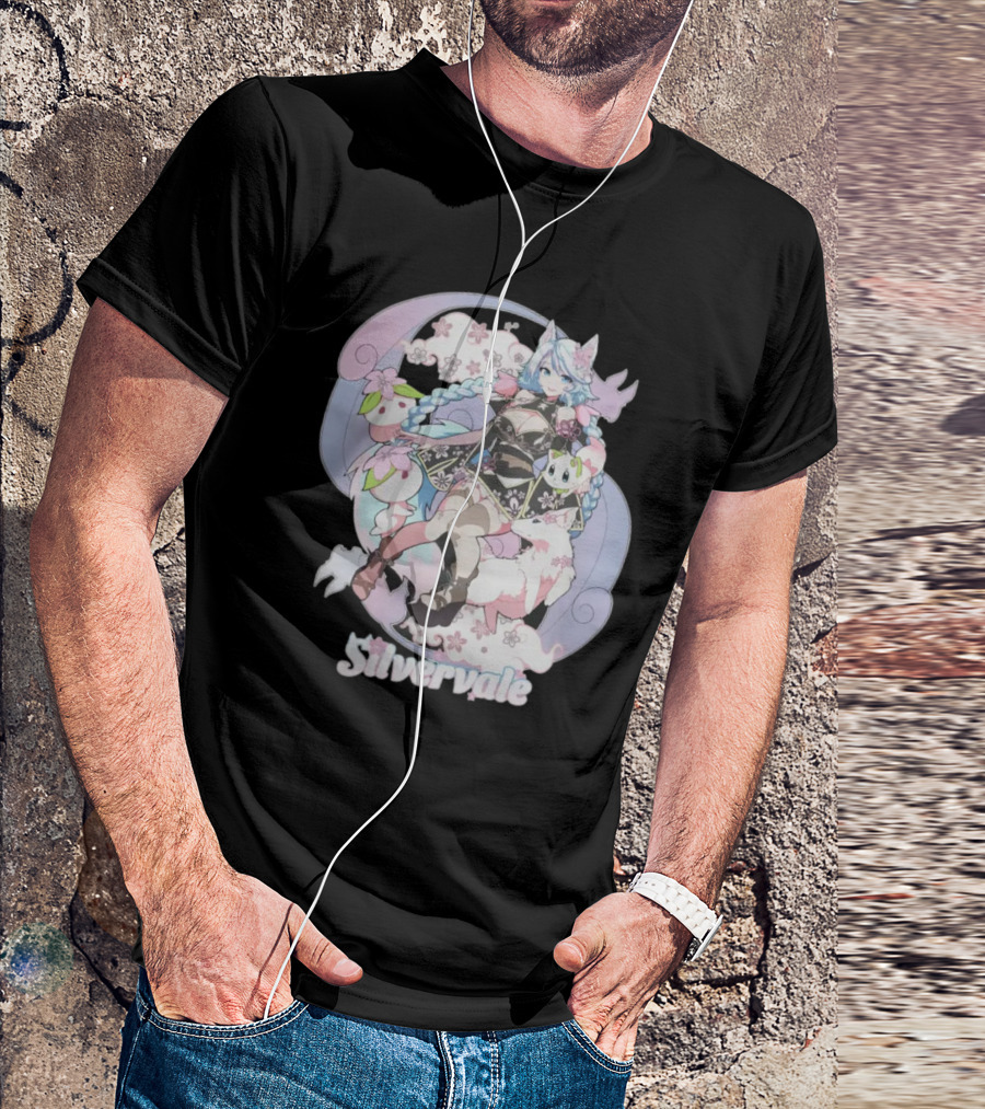 Silvervale Pastel Anime Fantasy Character With Floral Elements T-Shirt