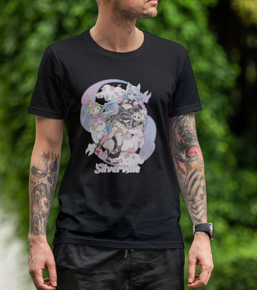 Silvervale Pastel Anime Fantasy Character With Floral Elements T-Shirt