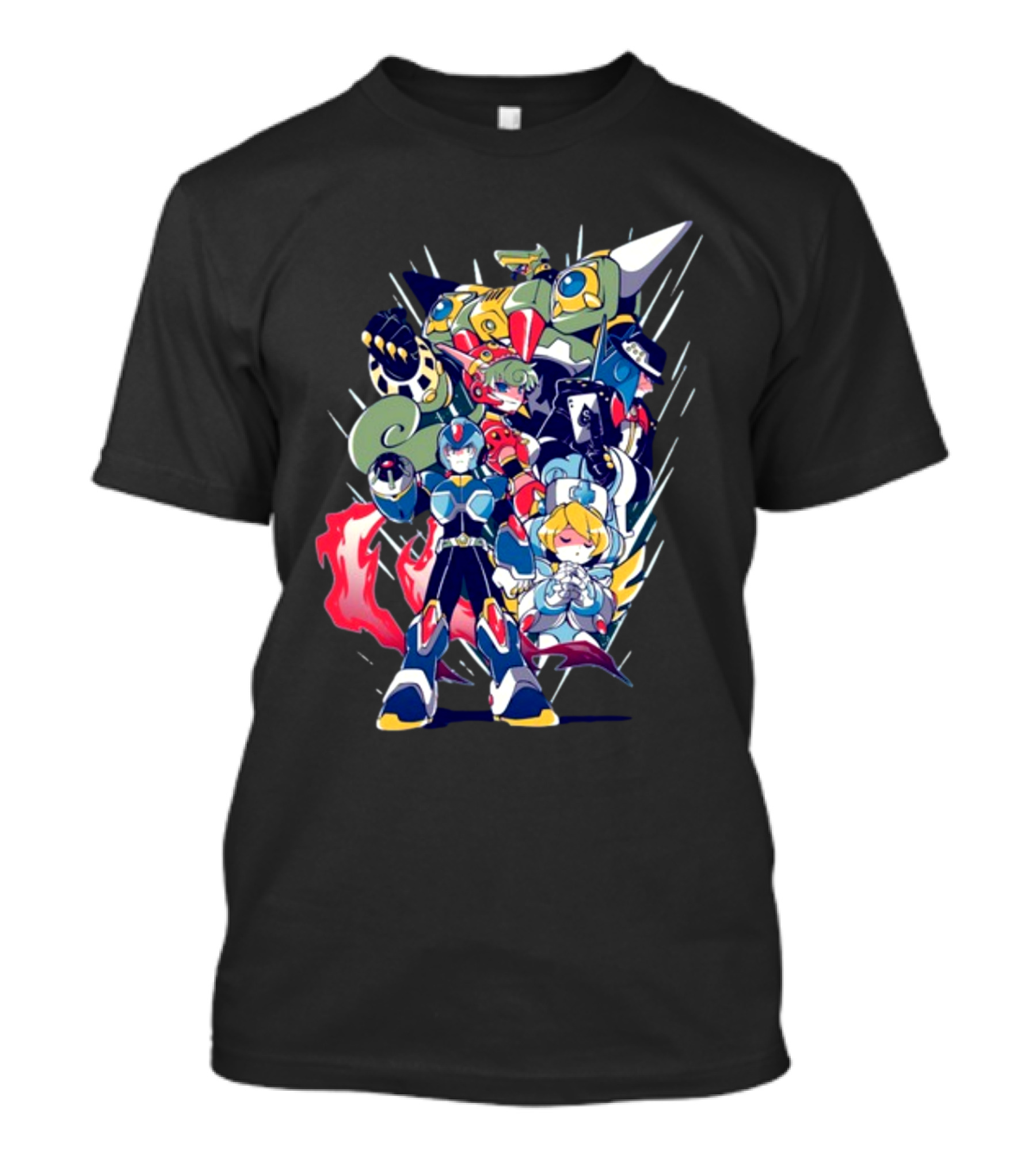 Mega Man X Armor With Maverick Bosses And Allies T-Shirt