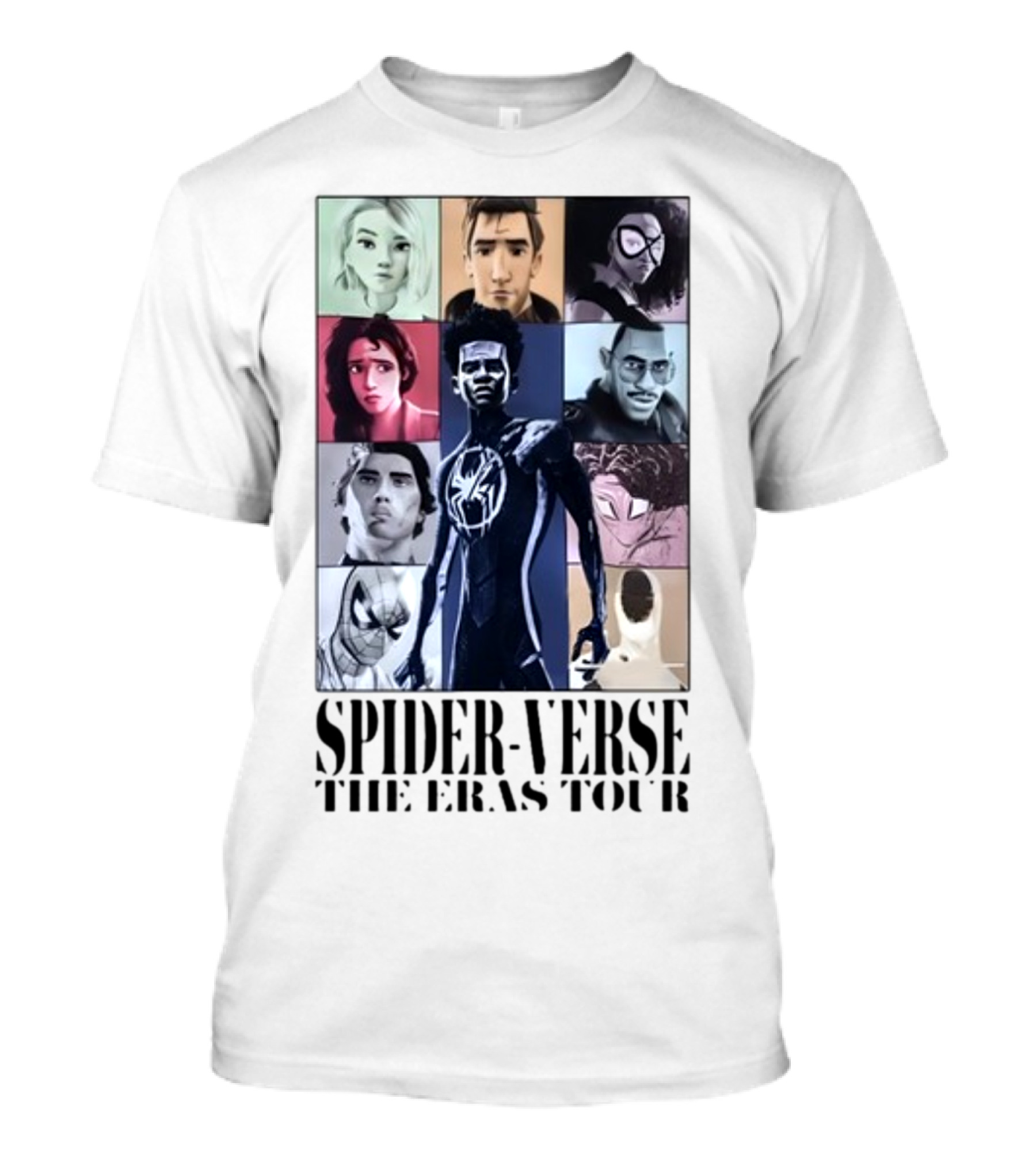 Spider Verse The Eras Tour Miles Morales Multiverse Hero Collage T-Shirt