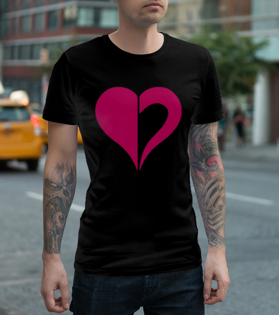 Hero Of Heart Symbol Red Half Heart Shape T-Shirt