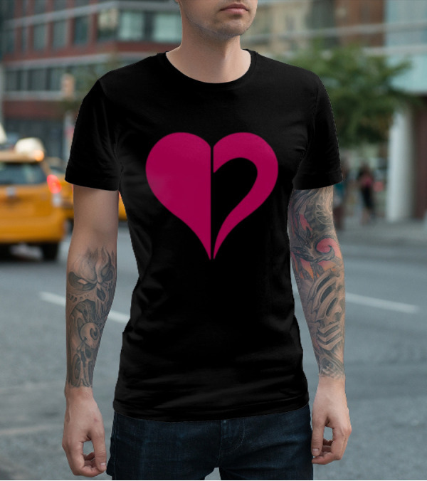 Hero Of Heart Symbol Red Half Heart Shape T-Shirt