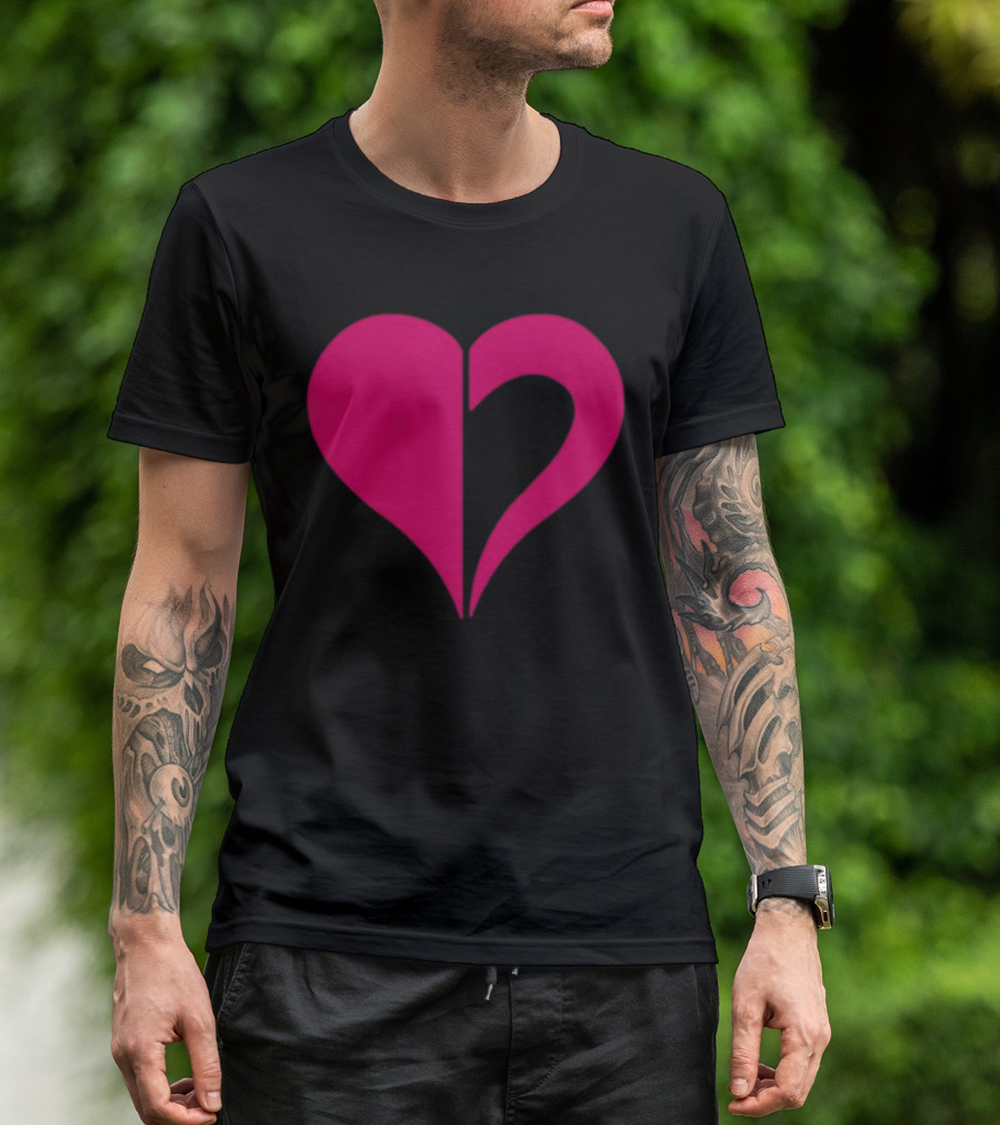 Hero Of Heart Symbol Red Half Heart Shape T-Shirt