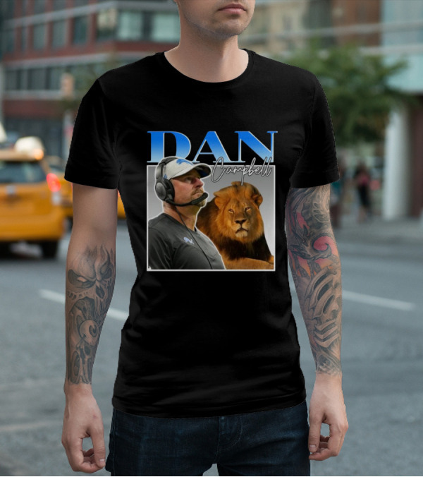 Dan Campbell Detroit Lions Coach With Lion Vintage T-Shirt