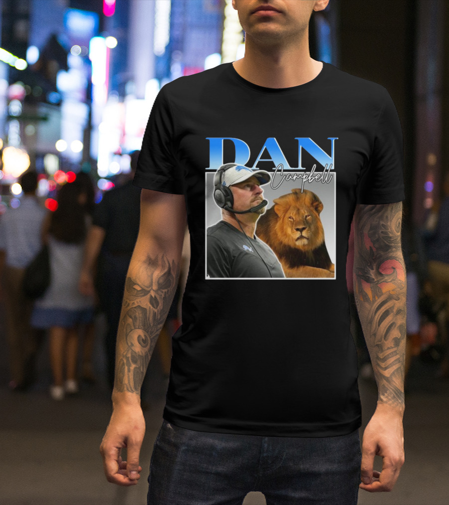 Dan Campbell Detroit Lions Coach With Lion Vintage T-Shirt