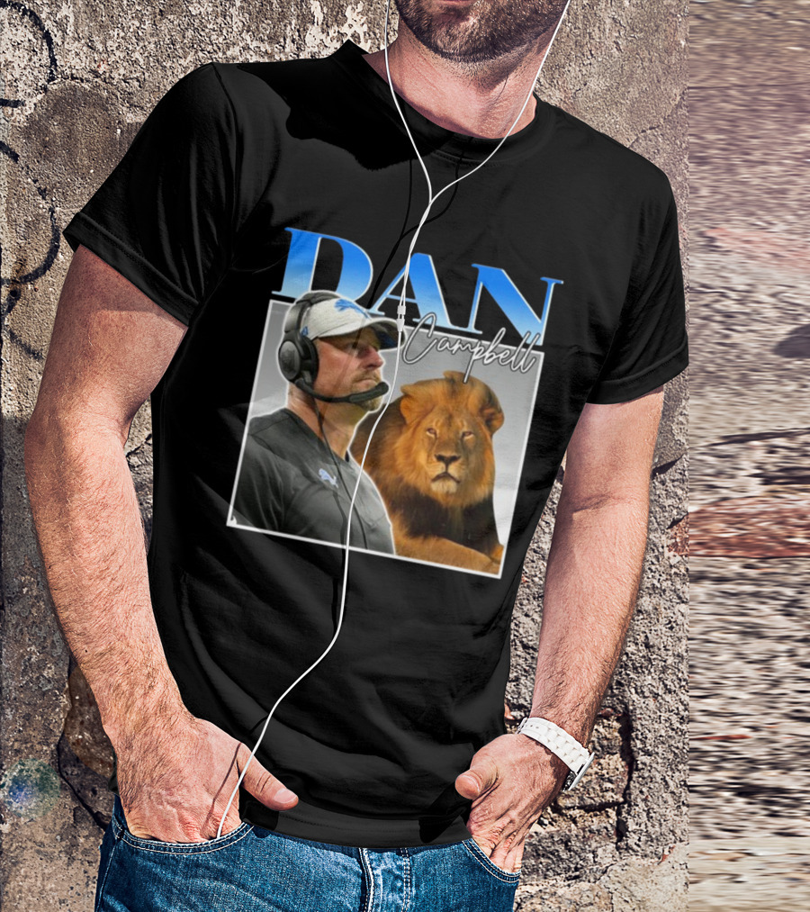 Dan Campbell Detroit Lions Coach With Lion Vintage T-Shirt