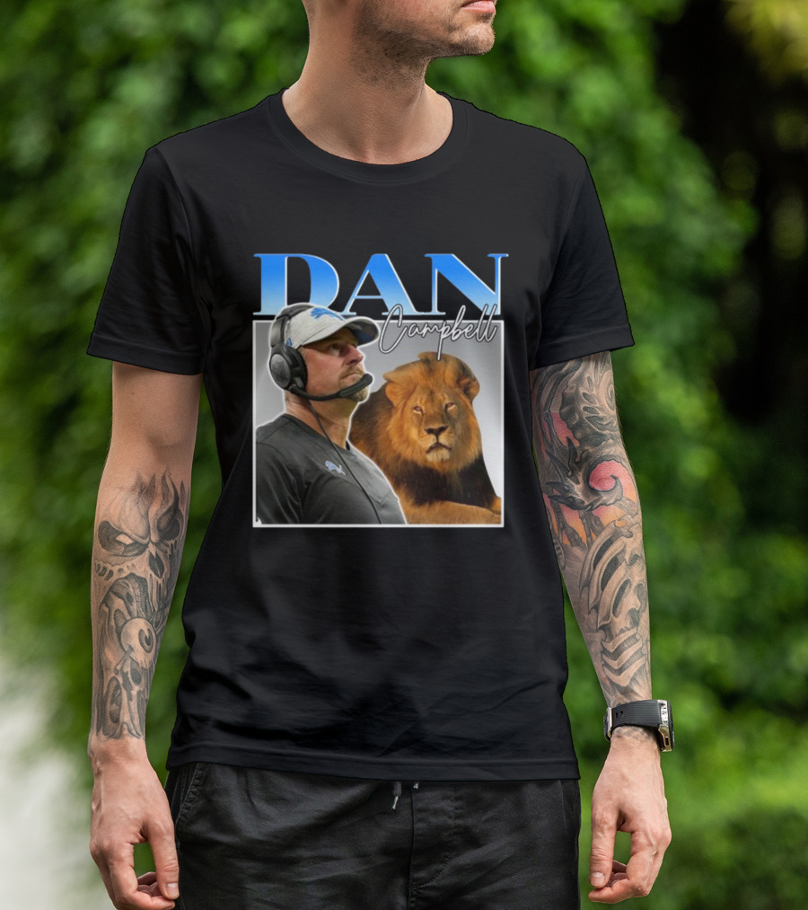 Dan Campbell Detroit Lions Coach With Lion Vintage T-Shirt