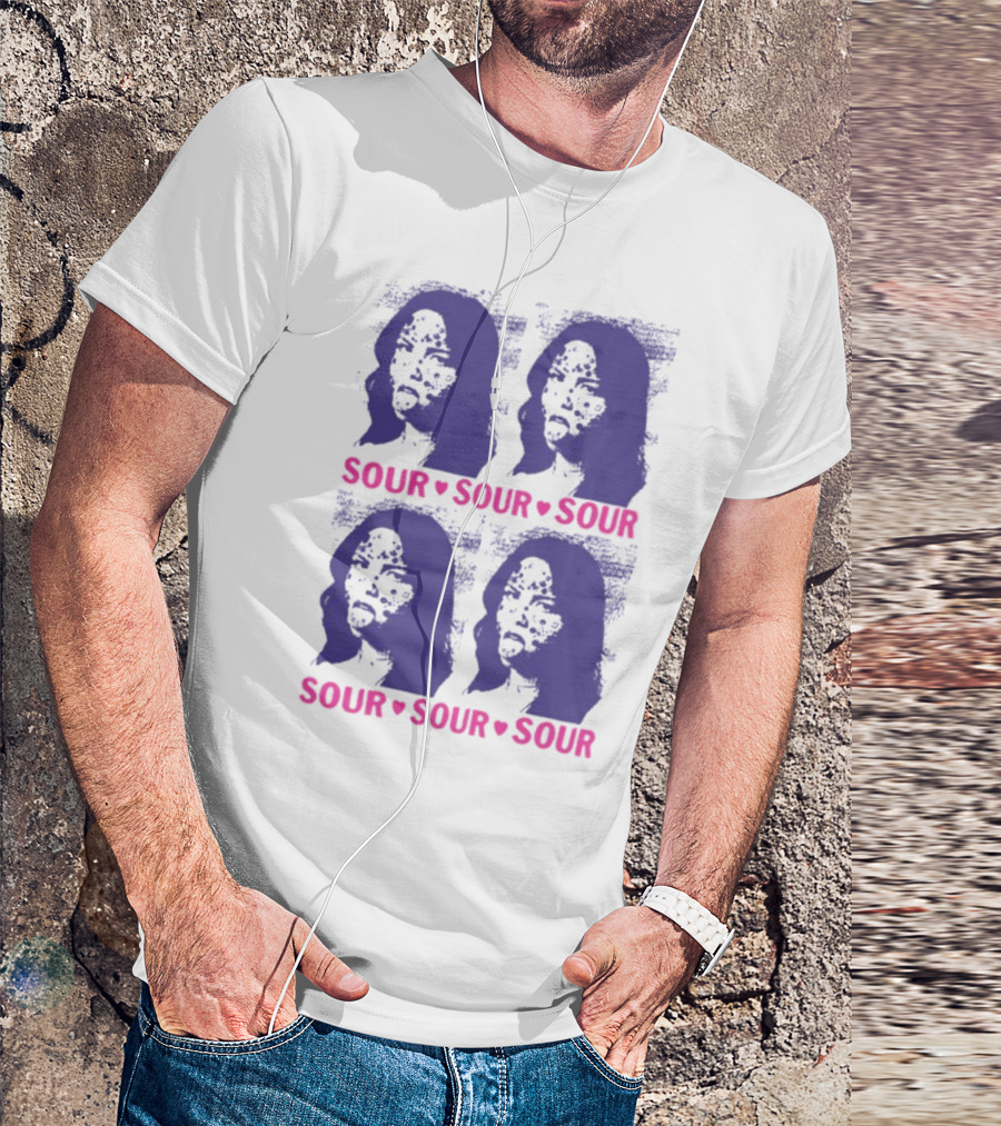 Olivia Rodrigo Sour Grid Purple Silhouette Portrait Hearts T-Shirt