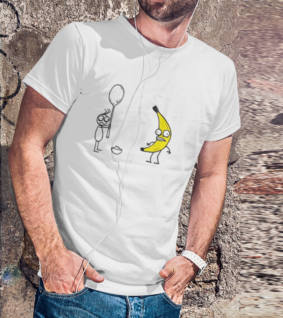 Rejected Spoon Sad Faced Banana Confrontation In Darkness T-Shirt